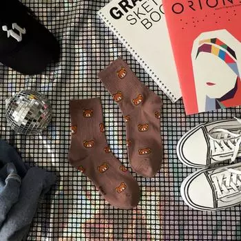 Новые мультяшные женские дышащие хлопковые носки Харадзюку, милые носки для девочек с рисунком медведя и животных, женские носки из гребенного хлопка EUR 35-42 US 5-11