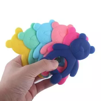 Новые мультяшные животные, медведи, прорезыватели для зубов, аксессуары для фотографий, детские креативные игрушки, детские укусы, силиконовые прорезыватели для зубов розовый