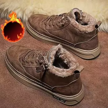 Новые мужские бархатные толстые зимние ботинки, чтобы согреться зимой. Мужская повседневная спортивная обувь. Хлопковая обувь. 39 чёрный