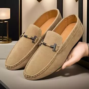 Новые мужские бархатные туфли большого размера в корейском стиле с дышащей мягкой подошвой и модным трансграничным дизайном. DD95; 44 чёрный