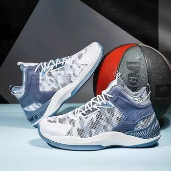 Новые мужские баскетбольные кроссовки Мужская обувь Баскетбольные кроссовки Мужская спортивная обувь Уличные дышащие высокие мужские кроссовки 40 синий