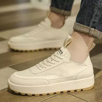 Новые мужские бежевые повседневные кроссовки на шнуровке для молодежи и студентов с толстой подошвой, удобные спортивные туфли для ходьбы для мужчин 39 бежевый