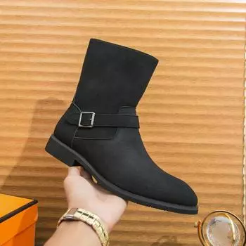 Новые мужские большие размеры осень и зима ретро ботинки Мартина модная пряжка ремня однотонные простые ковбойские сапоги рыцарские сапоги 38