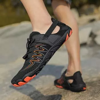 Новые мужские босоножки с широким носком, унисекс, босоножки, кроссовки для занятий спортом на открытом воздухе, кроссовки для бега с нулевой высотой, минималистская обувь, большой размер 36 чёрный