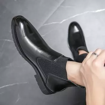 Новые мужские ботинки челси, высокие ботинки на толстой подошве, осенне-зимние короткие ботинки, британские кожаные ботинки-броги, мужские ботинки 38 коричневый