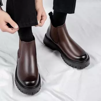 Новые мужские ботинки челси, зимние ботинки челси класса люкс, брендовые ботинки челси ручной работы, красная подошва, квадратный носок, деловые ботильоны для мужчин, деловые туфли-лодочки 38 чёрный