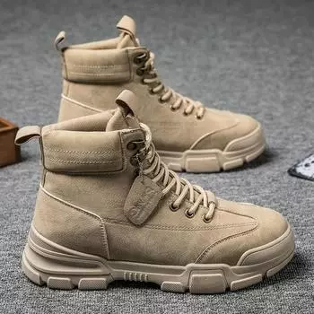 Новые мужские ботинки кожаные водонепроницаемые ботинки на шнуровке мужские зимние легкие ботинки до щиколотки для мужчин зимние повседневные нескользящие 39 чёрный