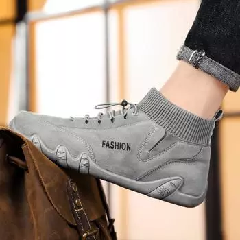 Новые мужские ботинки, осенние роскошные ботильоны, повседневные высокие носки, удобные мокасины на плоской подошве, мужские кроссовки, обувь для мужчин 39 хаки