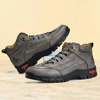 Новые мужские ботинки ручной работы из спилковой кожи, кроссовки для походов на открытом воздухе, большие размеры, мужские ботинки Hombres Botas, обувь до щиколотки для мужчин 48 серый