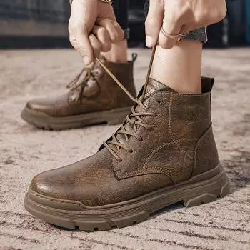 Новые мужские ботинки, удобные, весна-осень, теплые, водонепроницаемые, модные, ботильоны, повседневные, мужские, кожаные, рабочие, мужские 38