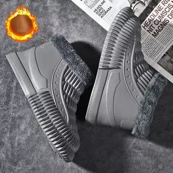 Новые мужские ботинки, зимние теплые плюшевые водонепроницаемые большие зимние ботинки 39 чёрный