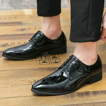 Новые мужские броги с острым носком, кожаные, трендовые, зеленые, черные туфли, итальянский джентльмен, свадебный костюм, формальная вечеринка, деловая обувь 38