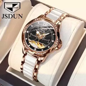 Новые мужские часы для бизнеса и отдыха, модные полые часы с бриллиантами, красные керамические механические часы, водонепроницаемые высококачественные часы