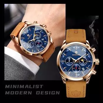 Новые мужские часы класса люкс бизнес водонепроницаемые светящиеся наручные часы с датой и неделей для мужчин кварцевые часы кожаные мужские часы silver steel синий