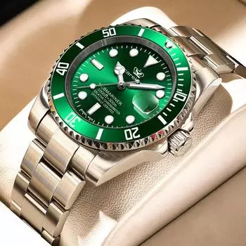 Новые мужские часы класса люкс, модные, деловые, с ремешком из нержавеющей стали, светящиеся кварцевые наручные часы для мужчин, подарок чёрный