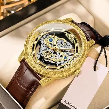 Новые мужские часы скелетон кварцевые наручные часы золотые скелетон ретро мужские часы лучший бренд роскошные часы мужские часы