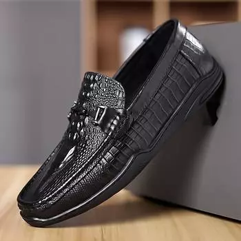 Новые мужские черные кожаные туфли из натуральной кожи с тиснением на плоской подошве и удобными повседневными леггинсами 38