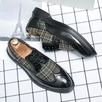 Новые мужские деловые кожаные туфли, роскошные модные свадебные туфли для жениха, мужская повседневная обувь в английском стиле 38 чёрный