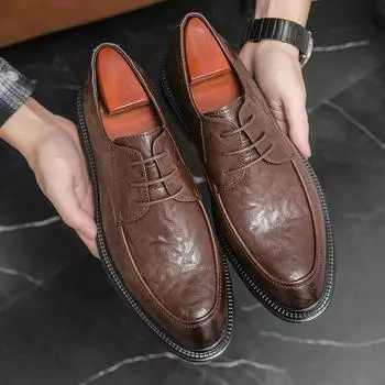 Новые мужские деловые кожаные туфли, роскошные модные свадебные туфли для жениха, мужские оксфорды в итальянском стиле 38 коричневый