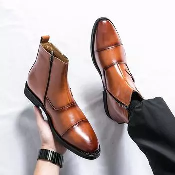 Новые мужские деловые кожаные туфли, роскошные модные свадебные туфли для жениха, мужские туфли-броги в английском стиле 38 коричневый
