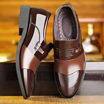 Новые мужские деловые повседневные модные кожаные туфли Повседневная обувь 39 чёрный