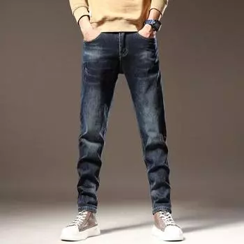 Новые мужские деловые прямые джинсы высокого качества в классическом стиле, модные джинсовые брюки, мужская брендовая одежда TPK03 28 синий