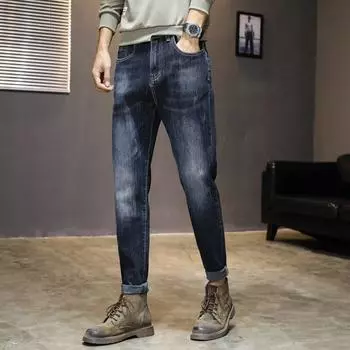 Новые мужские деловые прямые джинсы высокого качества в классическом стиле, модные джинсовые брюки, мужская брендовая одежда TPK03 28 синий