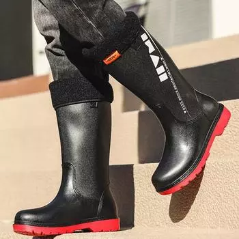 Новые мужские длинные резиновые сапоги, нескользящие, водонепроницаемые, защитные, рабочие, рыболовные, сапоги на платформе, до колена, резиновые сапоги, галоши 39-44 39