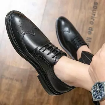 Новые мужские дышащие кожаные туфли из черной мягкой кожи с мягкой подошвой на весну/осень, лучшие мужские деловые туфли для официальной одежды и повседневной носки 38 чёрный