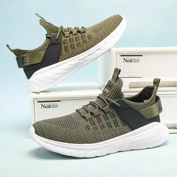 Новые мужские дышащие кроссовки с сеткой, мужская модная повседневная обувь с мягкой подошвой, модная повседневная обувь, уличные кроссовки 39 зелёный