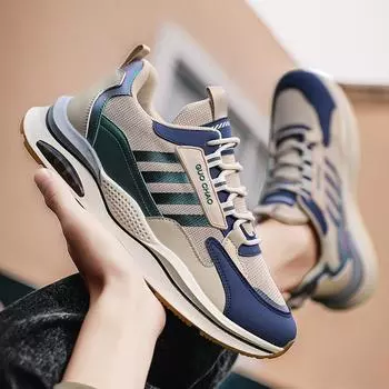 Новые мужские дышащие кроссовки, уличные нескользящие кроссовки, кроссовки на сетчатой платформе 39 бежевый