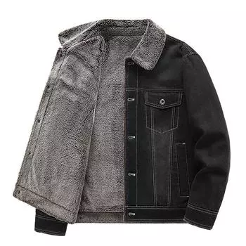 Новые мужские джинсовые куртки с бархатом, утолщенные хлопковые теплые топы, молодежные куртки, осенние и зимние куртки, модные мужские куртки M