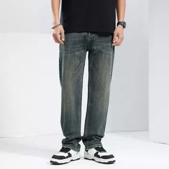 Новые мужские джинсы свободного прямого кроя стрейч в американском стиле хай-стрит для весны и лета 28