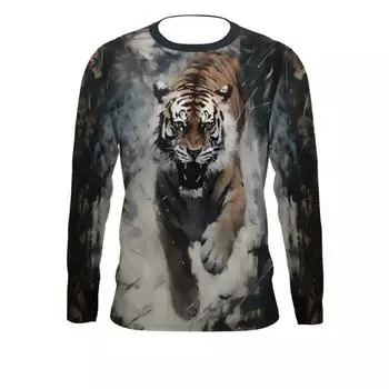 Новые мужские футболки с 3D-графикой тигра, мужские подарки, модные топы Harajuku с круглым вырезом, повседневные спортивные футболки с длинным рукавом и принтом волка S