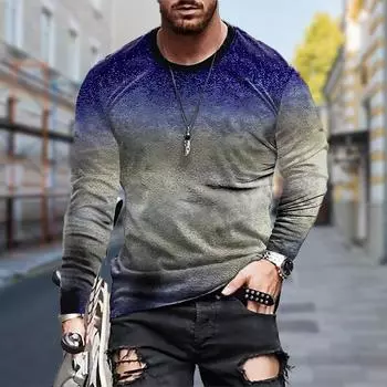 Новые мужские футболки с 3D-принтом фиолетового цвета, футболки с длинным рукавом и круглым вырезом, повседневные пуловеры, мужская одежда больших размеров XS светло-синий