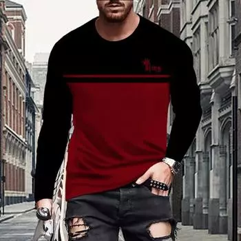 Новые мужские футболки с 3D-принтом в горизонтальные полосы, футболки с длинным рукавом и круглым вырезом, повседневные пуловеры, мужская одежда больших размеров XS белый