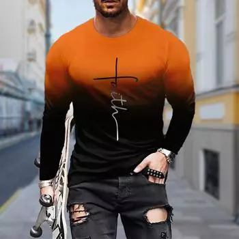 Новые мужские футболки с 3D-принтом в два тона, с длинным рукавом, с круглым вырезом, повседневные пуловеры, мужская одежда больших размеров XS синий