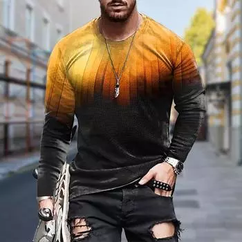 Новые мужские футболки с 3D-зеленым градиентным принтом, футболки с длинным рукавом и круглым вырезом, повседневные пуловеры, мужская одежда больших размеров XS зелёный