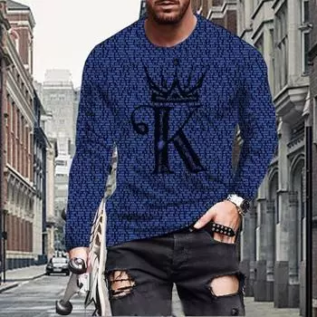 Новые мужские футболки с принтом 3D Queen, футболки с длинным рукавом и круглым вырезом, повседневные пуловеры, мужская одежда больших размеров XS красный