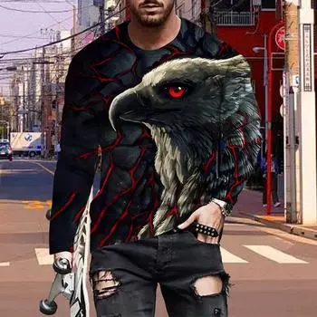 Новые мужские футболки с принтом 3D Red Rock, футболки с длинным рукавом и круглым вырезом, повседневные пуловеры, мужская одежда больших размеров XS красный