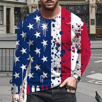 Новые мужские футболки с принтом в красную полоску 3D, футболки с длинным рукавом и круглым вырезом, повседневные пуловеры, мужская одежда больших размеров XS фиолетовый