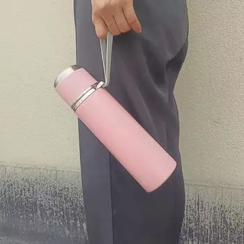 Новые мужские и женские чашки для воды большой емкости. Вакуумные портативные студенческие чашки из нержавеющей стали 304 на веревке. Термос двойного назначения. 460ml чёрный