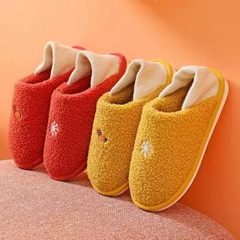 Новые мужские и женские хлопковые тапочки, осенне-зимняя сумка с нескользящей домашней теплой домашней обувью для пар 36-37 жёлтый