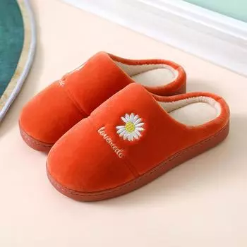 Новые мужские и женские хлопковые тапочки. Зимние домашние нескользящие домашние зимние домашние теплые шерстяные тапочки для пар. 36-37(fit 35-36) оранжевый