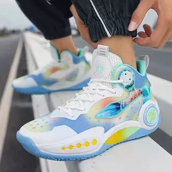 Новые мужские и женские нейтральные цветные баскетбольные кроссовки нескользящие дышащие профессиональные боевые тренировочные кроссовки 36 чёрный