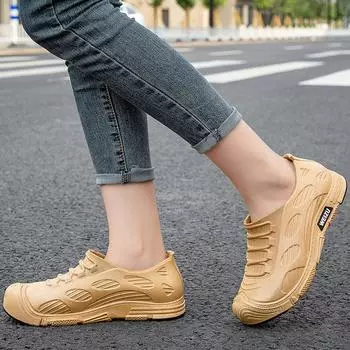 Новые мужские и женские резиновые сапоги большого размера, короткие водонепроницаемые сапоги, модные нескользящие водонепроницаемые ботинки для работы и кухни 36 чёрный