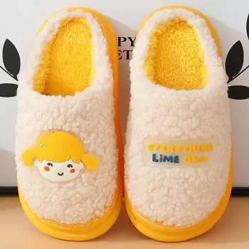 Новые мужские и женские тапочки, осенние и зимние хлопковые тапочки, домашнее тепло, нескользящая износостойкая парная обувь 35-36 жёлтый