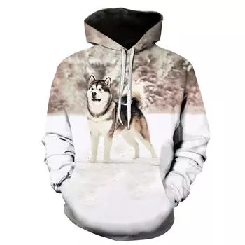 Новые мужские и женские толстовки с капюшоном, симпатичная хаски, 3D-принт сделай сам, забавная спортивная рубашка для фитнеса, похудения, мужская повседневная уличная удобная футболка S