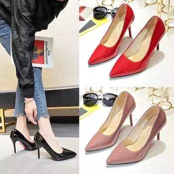 Новые мужские и женские туфли на высоком каблуке, сексуальные рабочие туфли на высоком каблуке 34 красный