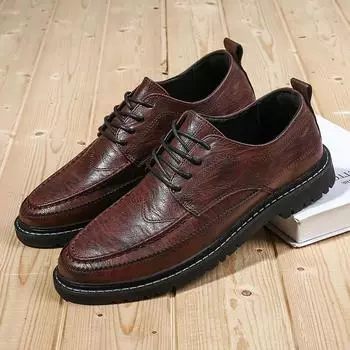 Новые мужские качественные кожаные туфли британского делового стиля на шнуровке черного цвета из мягкой кожи, мужские туфли из спилка 39 чёрный